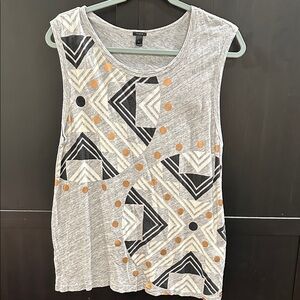 J. Crew Gray and Copper Geometric Tank Top